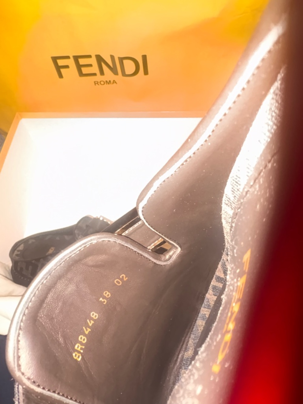 Fendi Brown & Black FF Logo Buckle Slip-On Mules - Picture 4 of 4